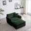 Chaise d'appoint moderne avec repose-pieds, structure en bois massif revêtue de chenille pour le salon | Vert sauge | Chenille-440894920