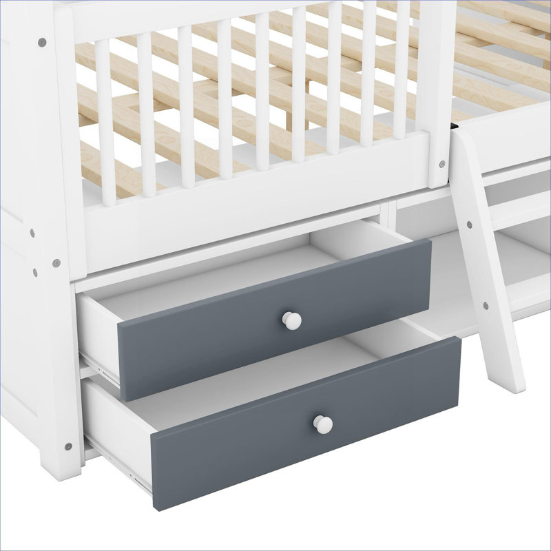 Structure de lit double en bois massif, structure de sommeil fantaisiste aux tons blancs pour chambres résidentielles