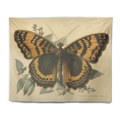 Illustration rétro d'une tapisserie murale «Butterfly I»