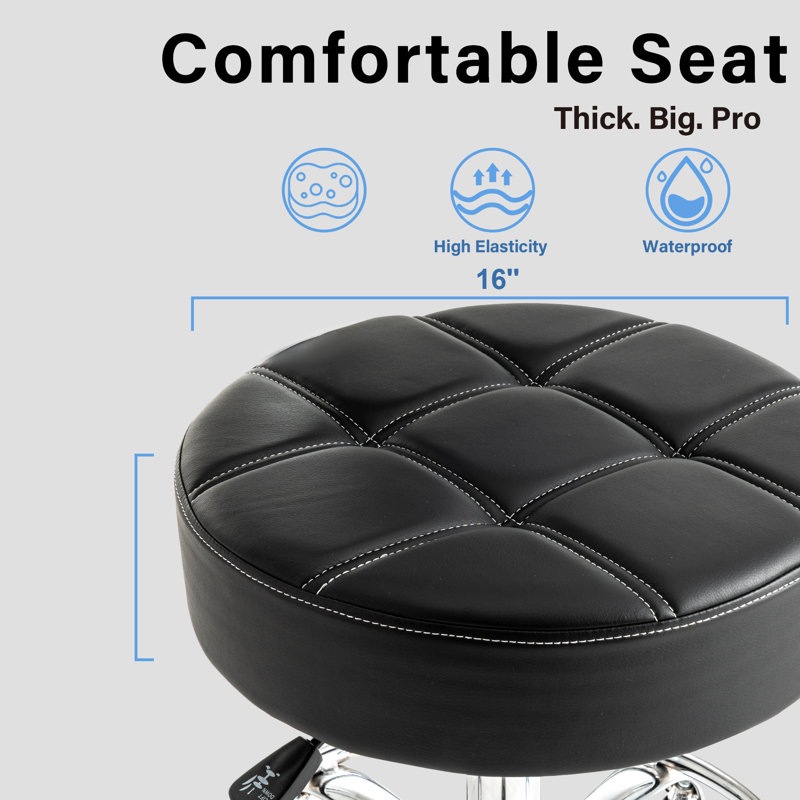 Rolling Stool with Lockable Rubber Wheels and Backrest Adjustable Ofiice Stool for  Home Bar Kitchen Shop
