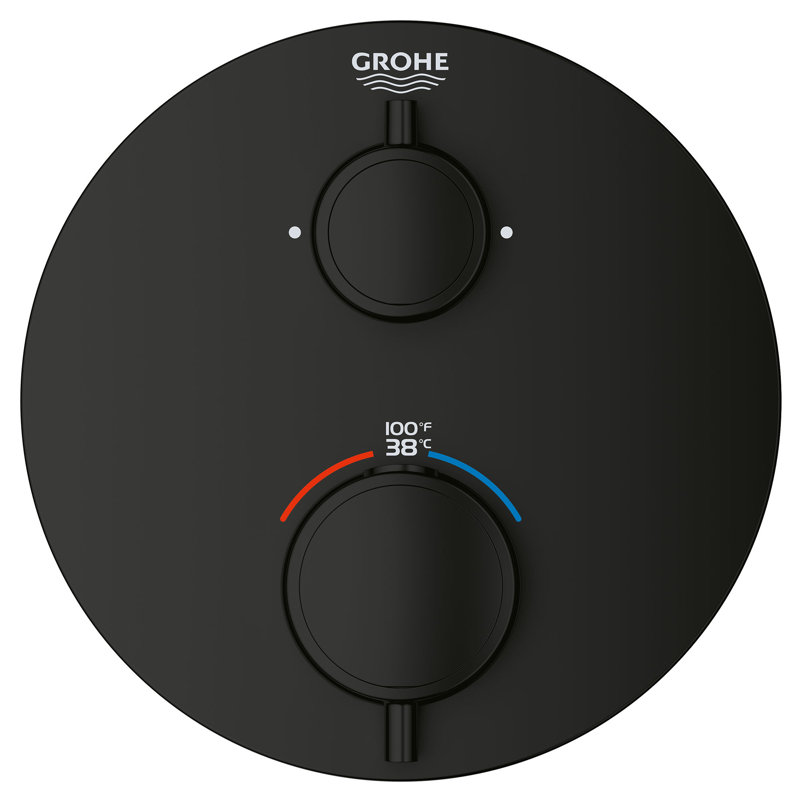 GROHE Grohtherm Dual-Function 2-Handle Shower Thermostatic Valve Trim Kit, Matte Black
