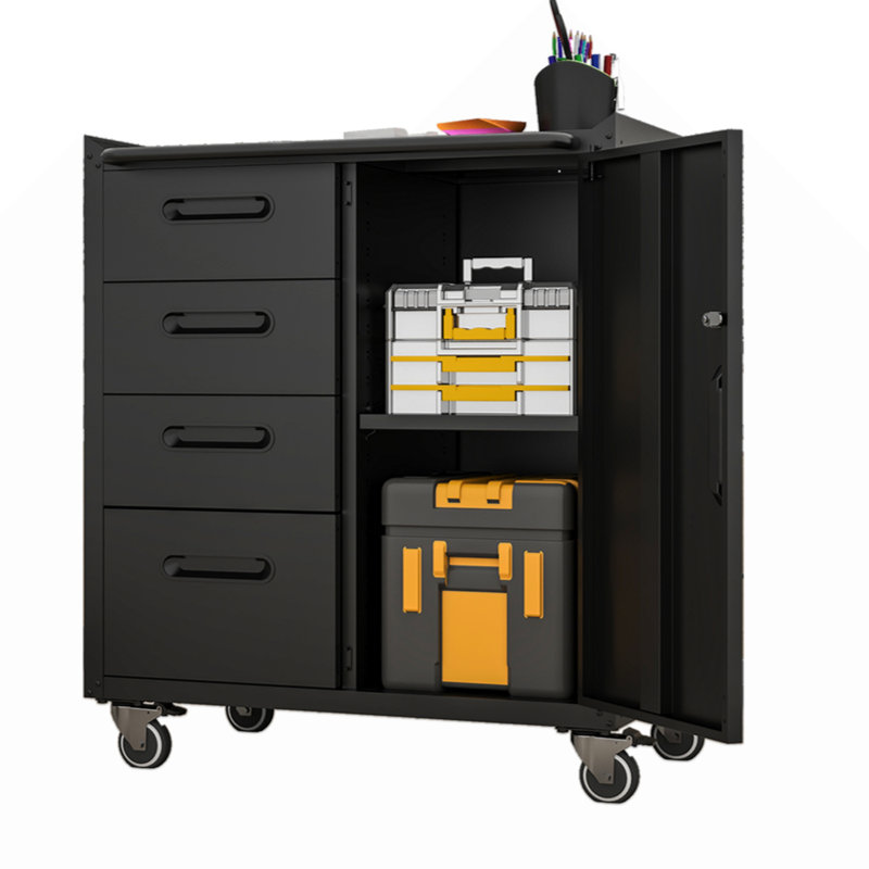 Sturdy Metal Tool Storage Cabinet With Wheels - Tool Storage Cabinet  Garage, Office, And Home Organizer Solutions, Black