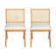 Chaises de salle à manger, chaises d'appoint rembourrées de canne (ensemble de 2), canne naturelle et coussin beige-310329161