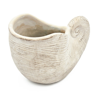 11.5X6.7X7.7 Inches Sand And Cement Planter With Shell Shape Neutral Color For Trailing Plant Display In Conservatory 7.6 Lbs Decorative Sandy Beige Finish To Match Rustic Coastal Home Designs