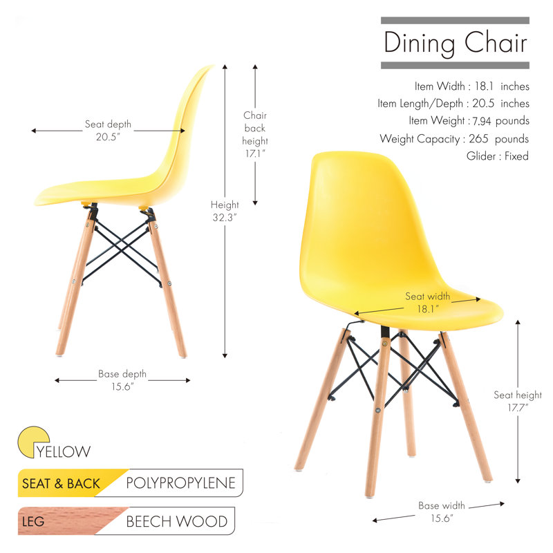 17.5'' H Side Chair, Yellow