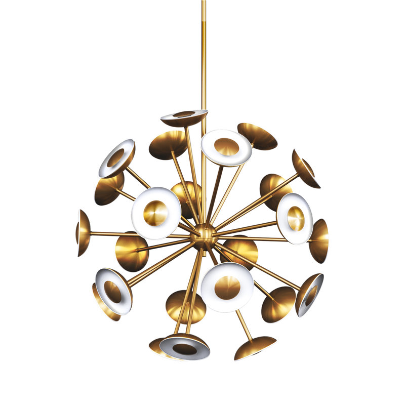 Dot 24 - Light Sputnik Sphere Chandelier, Etched Gold