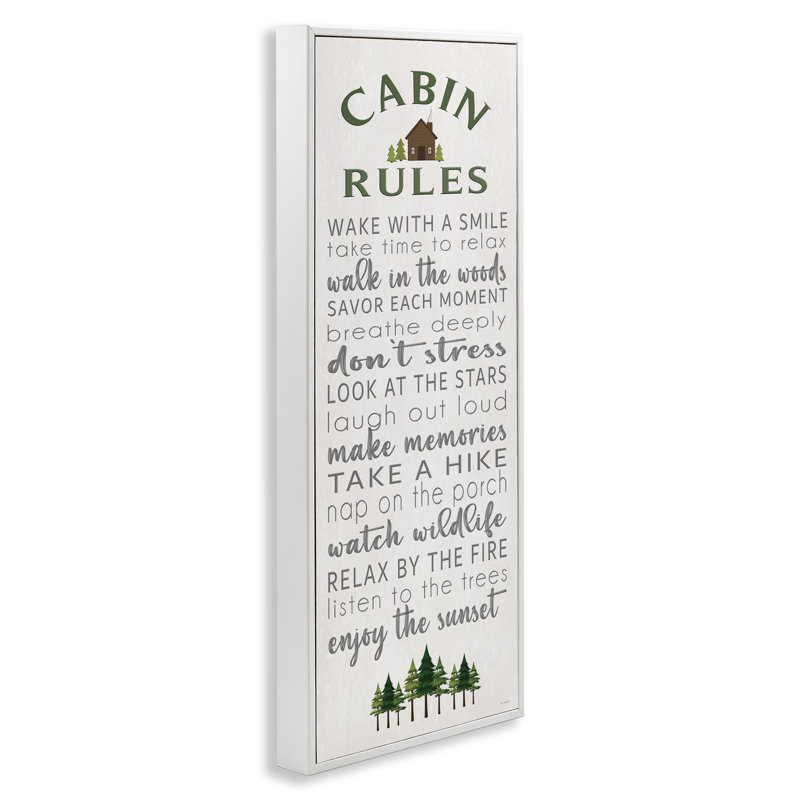 «Fun Rustic Cabin Rules», giclée encadrée, design par Seven Trees Design, H 30 po x l 13 po
