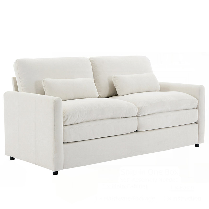 Luxueux canapé-lit en chenille avec coussins à double couche et accoudoirs ergonomiques pour un confort et un style ultimes