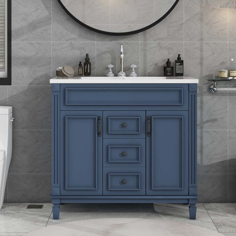 Meuble-lavabo simple avec plateau Clasina 35,9, Bleu