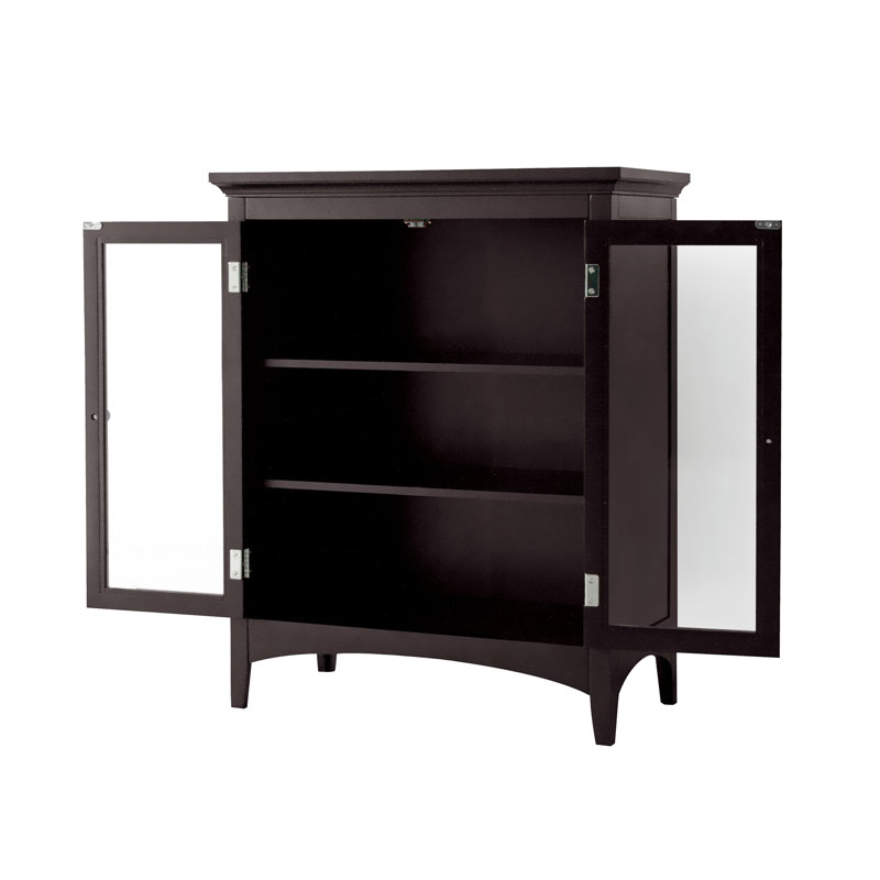 Allare Freestanding Two-Door Accent Floor Storage Cabinet for Bathroom Organization, Espresso