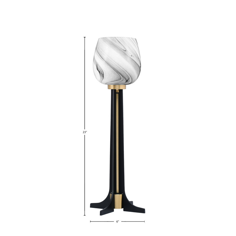 Lampe de table Malakah, Noir mat / laiton nouvel âge