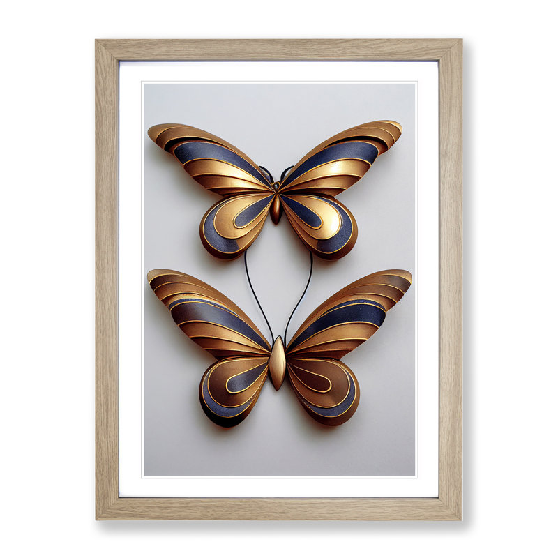 Sweet Butterflies - Framed Print, 64cm H x 46cm W x 2cm D, Oak Framed