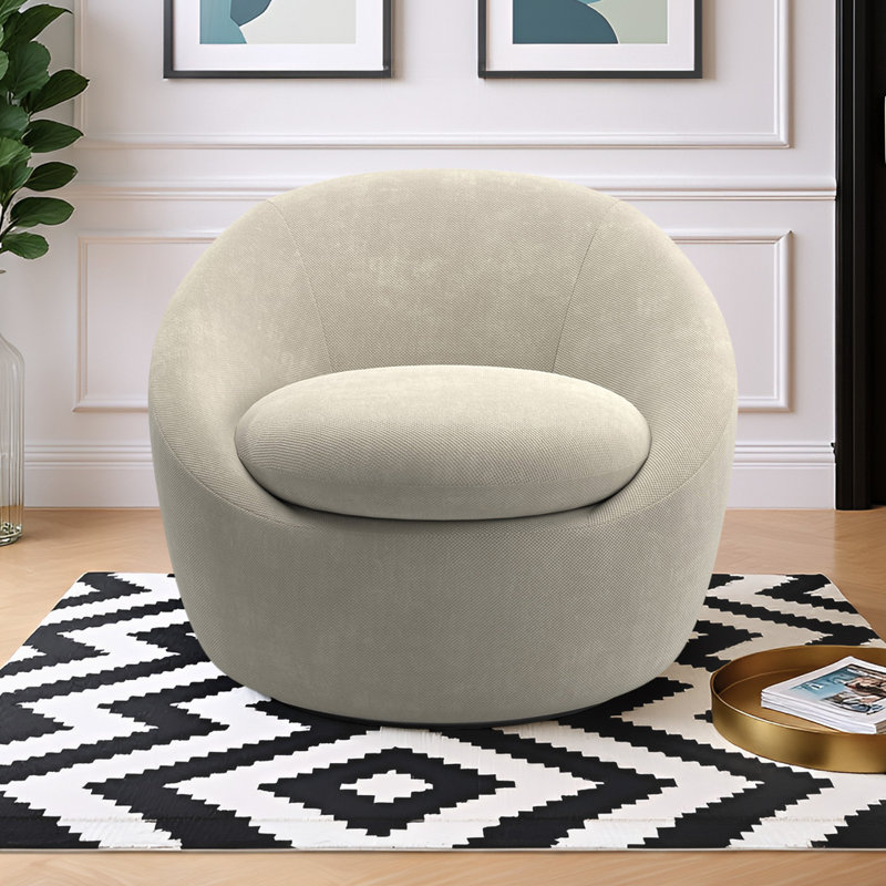 Norell Chenille Swivel Accent Chair, Beige