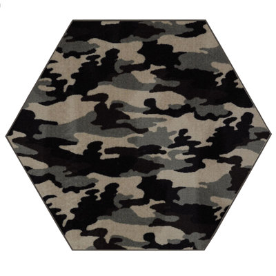 Tapis noir / beige à imprimé animal