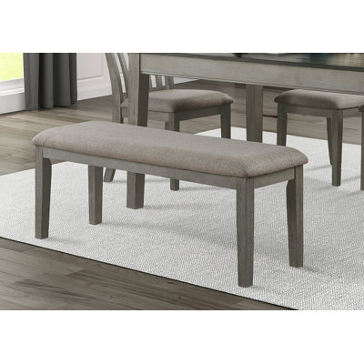 Fabric Upholstered Seat 1Pc Bench Wire Brushed Finish Wooden Frame Dining Room Furniture