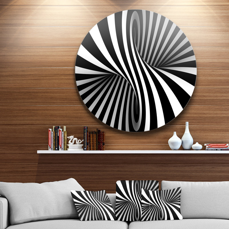 Art mural abstrait en métal, impression moderne en spirale noir et blanc - spirale noir et blanc, H 23 po x l 23 po x P 1 po