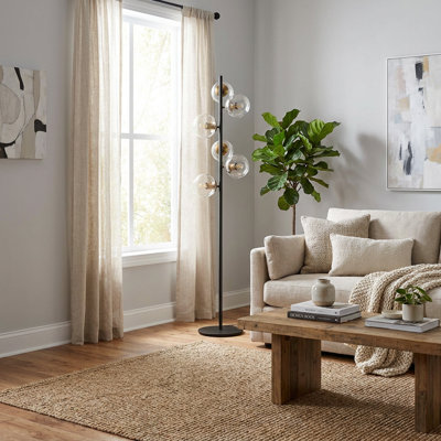 Lampe sur pied design à six globes en verre