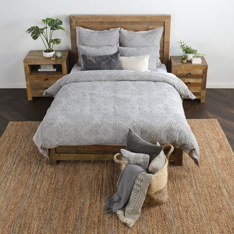 Reagan Damask Cotton Pillow Sham, Gray