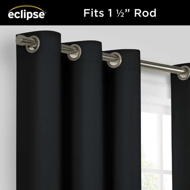 Eclipse Kendall Thermaback Grommet Extra Wide Sliding Patio Door Curtain Panel, Black