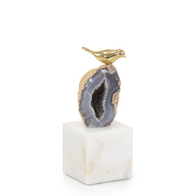 Agate Roost Sculpture On Marble Base, Small