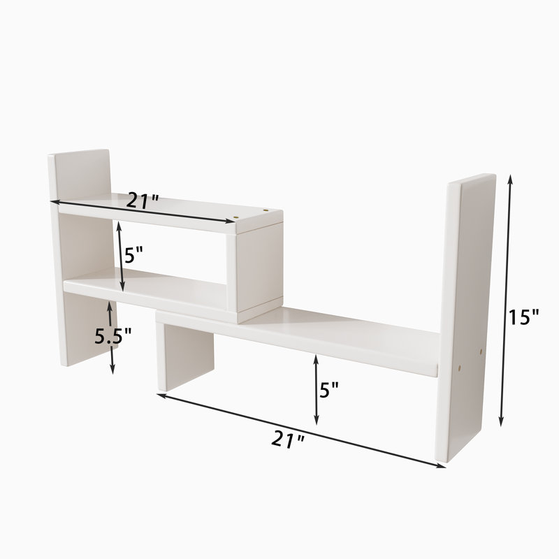 Planada Solid Wood Desktop Organizer Stackable Desk Organizer Bookshelf, White