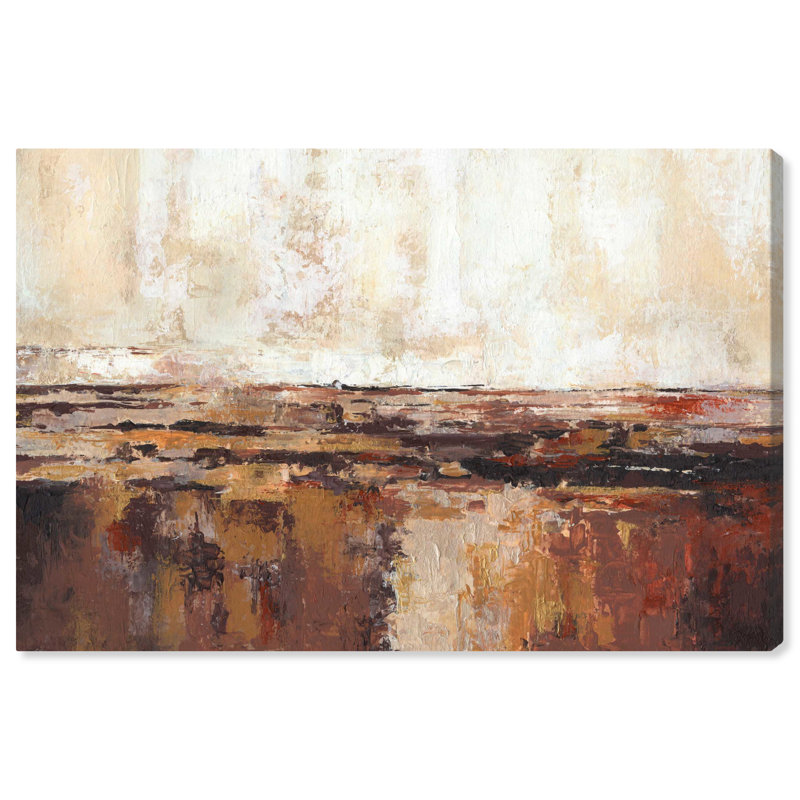 Beige and Brown Abstract Canvas Wall Art, 24" x 16"