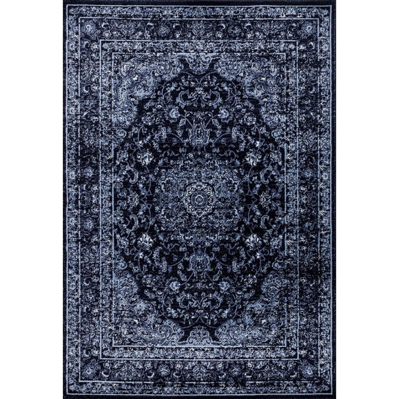 Tapis oriental bleu marine Mogos, Rectangle 8 pi x 10 pi