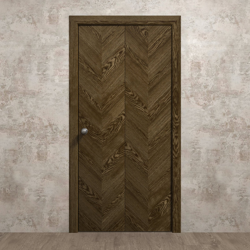 Portes coulissantes pliantes pour placard 64 x 96 pouces Ego 5005 Chêne marbré, rails robustes, moulures, garnitures, quincaillerie, bois massif, portes de placard de chambre