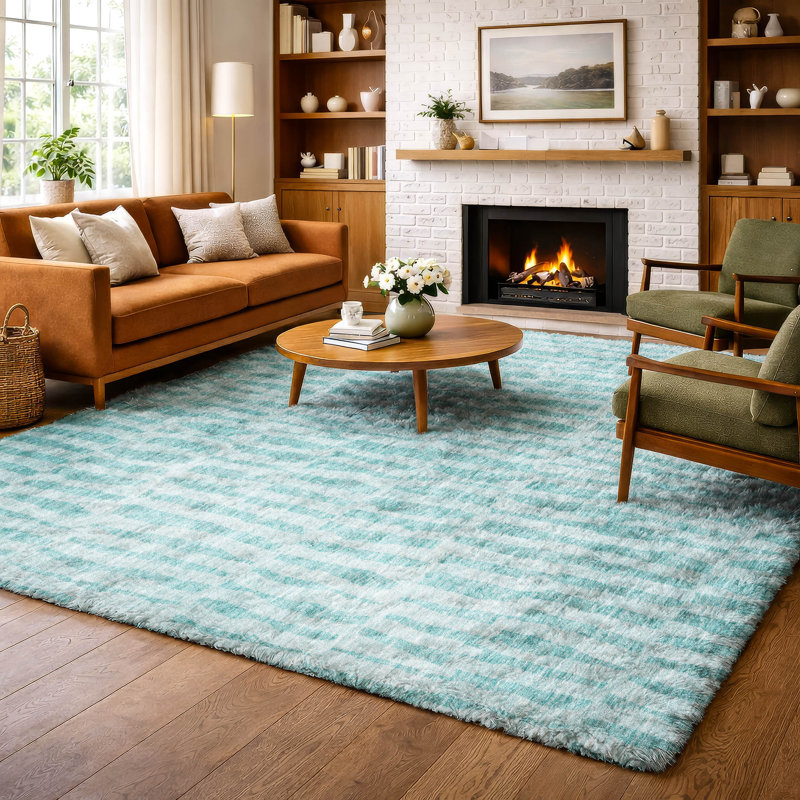 Tapis à poils longs de qualité supérieure lavable à la machine Dream ADS674, Sarcelle, 3 pi x 5 pi