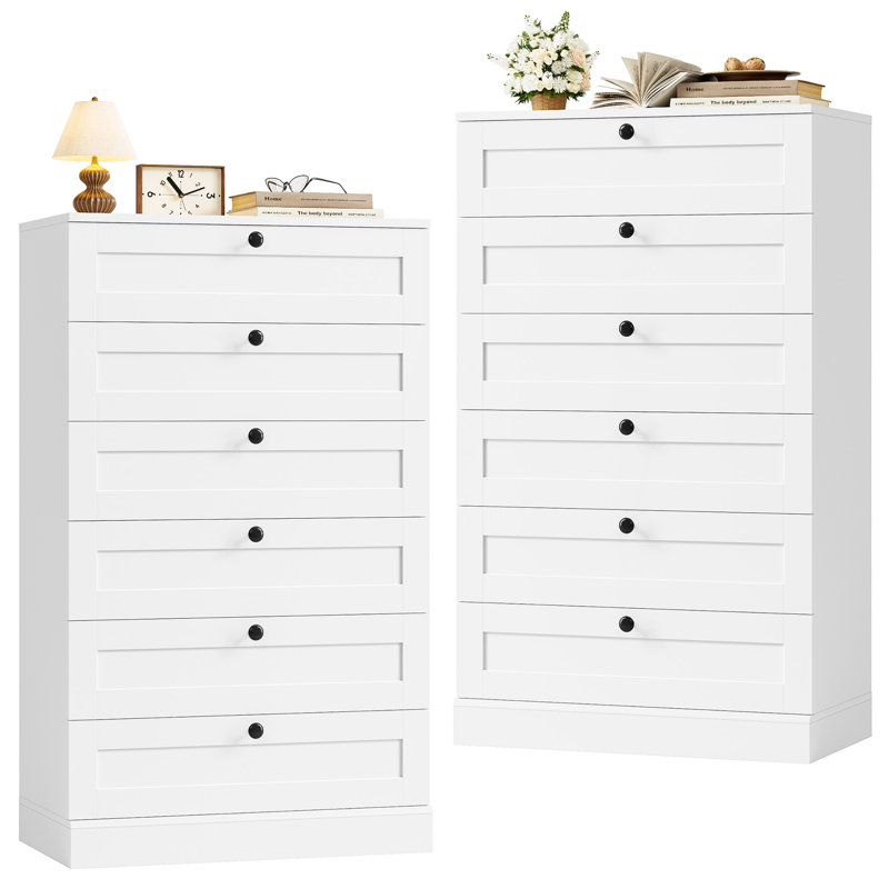 Commode verticale 6 tiroirs Sumekh, Blanc