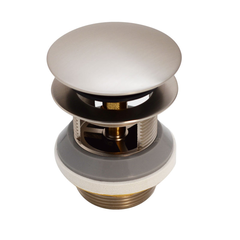 1-1/2" Tip-Toe Bathtub Drain with No-Hole Overflow use for Integrated Overflow Channels, Satin Nickel