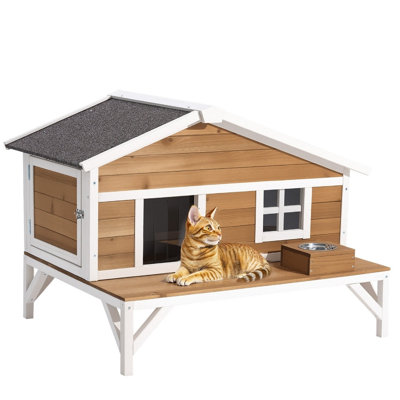 Maison pour chat isolée en bois, abri pour chat Feral