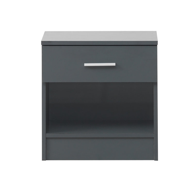 Willette 45 cm W Bedside Table, Dark Grey