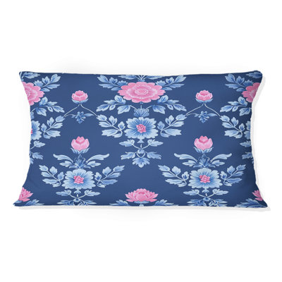 Coussin lombaire traditionnel bleu et rose