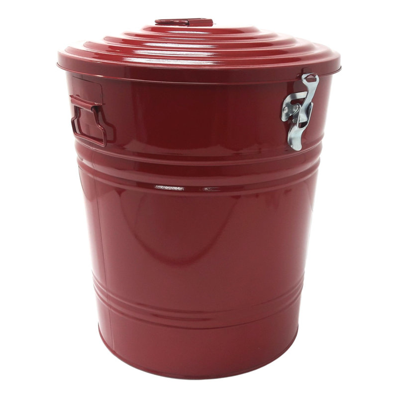 Steel Outdoor Trash/Recycling Bins, Red, 22" H x 15" W x 15" D