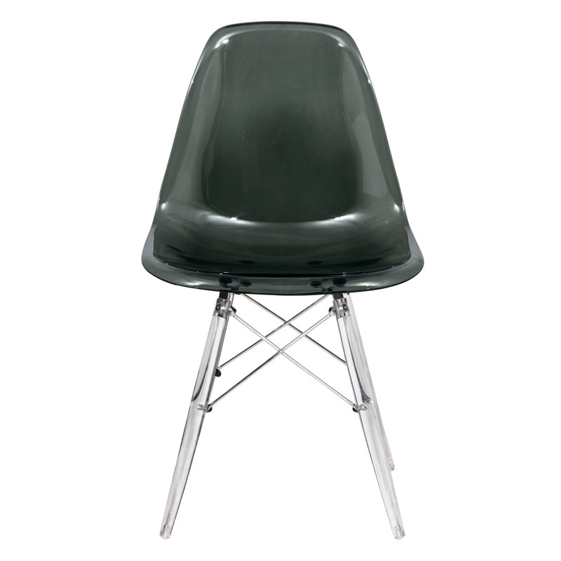 Elegant Dover Transparent Black Metal Cross Back Side Chair