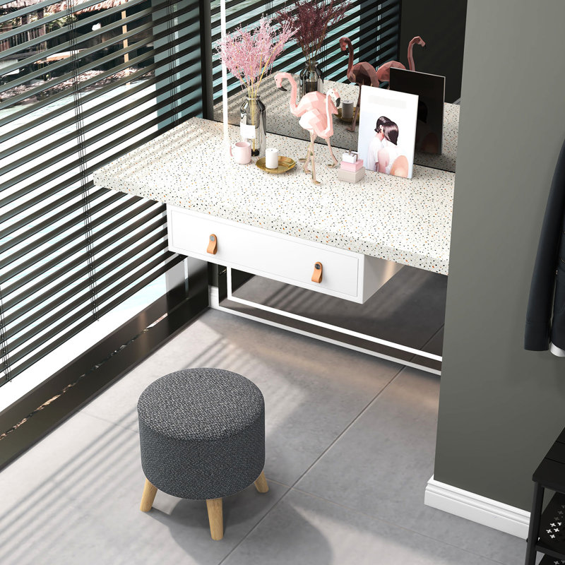 Tabouret gris avec coussin moelleux et rangement confortable caché pour la chambre à coucher