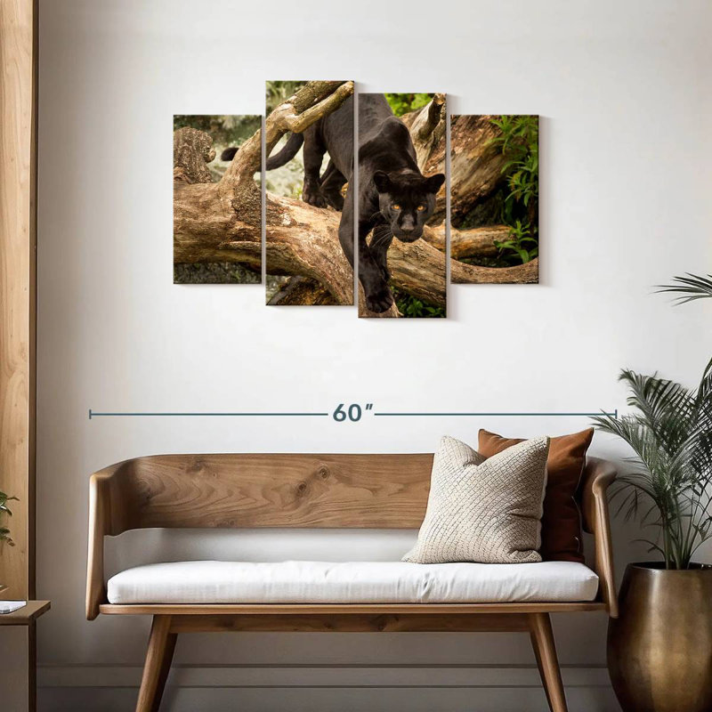 Brampt Prowling Black Jaguar, 27"H x 43"W