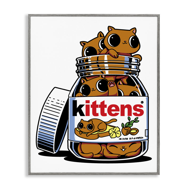 Hazelnut Spread Cats Framed Giclee, design by Tobe Fonseca, Farmhouse Grey Giclee Framed, 30" H x 24" W
