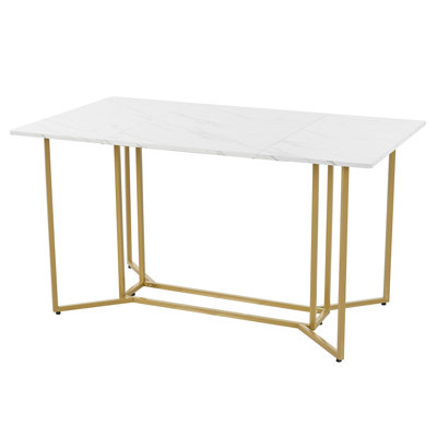 Beya Faux Marble Top Metal Base Dining Table