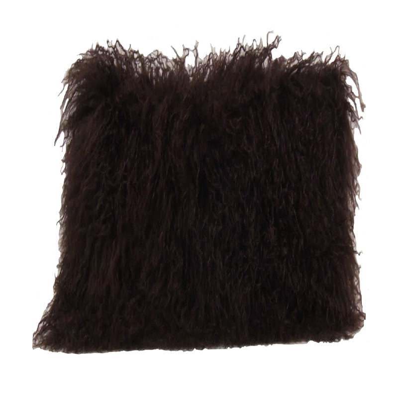 Wool Pillow Cover & Insert, 10" x 18", Dark Brown