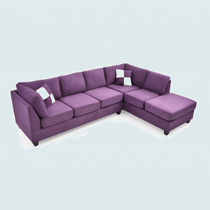 Canapé modulaire moderne avec méridienne, Mauve