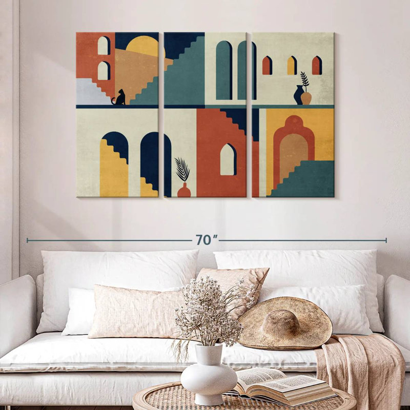 Lilie Abstract Abodes, 32" H x 50" W