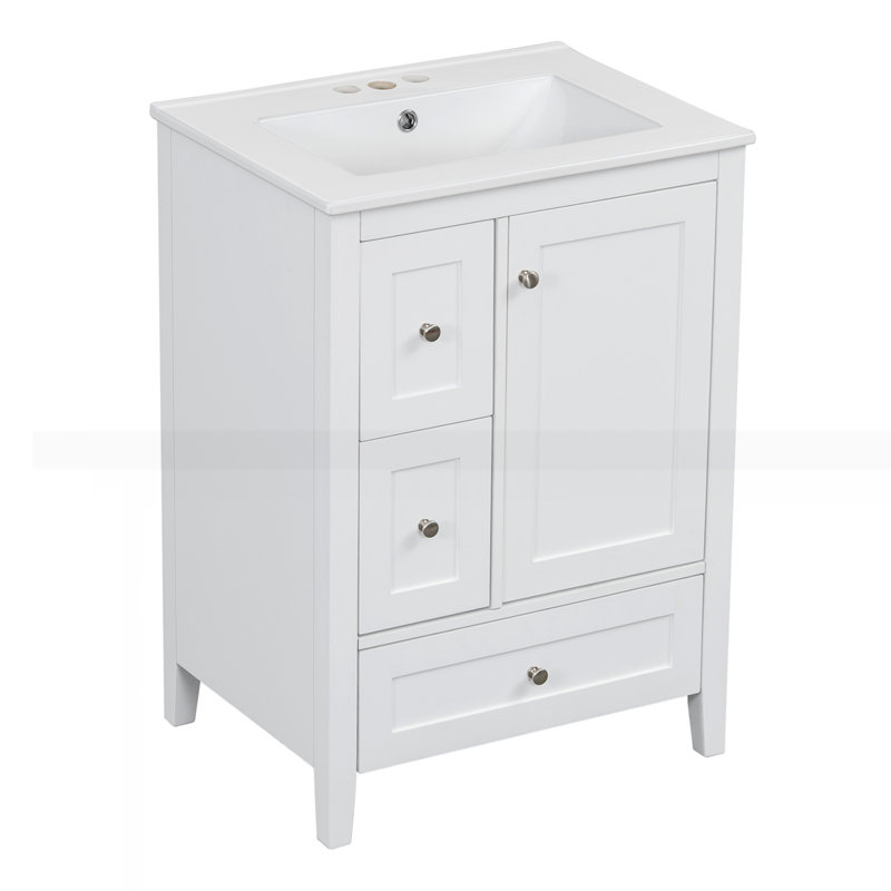 Meuble-lavabo de 24 po avec rangement, Blanc