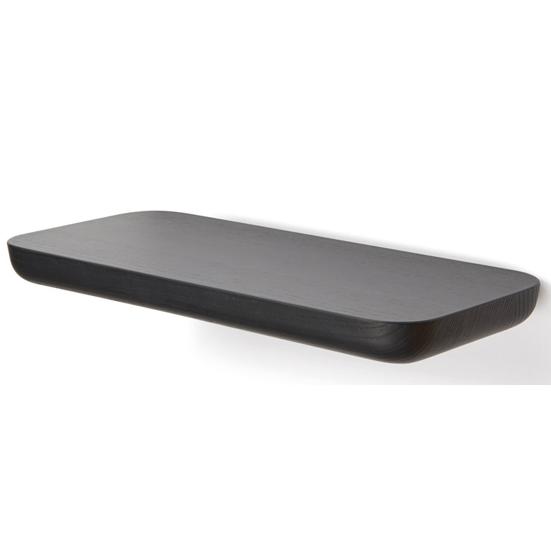 Acrocoro Ash Solid Wood Floating Shelf, 2.8cm H x 105cm W x 11cm D, Black