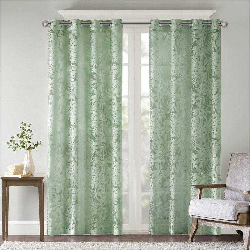 Feuille de palmier Burnout vert sauge 50 x 95 po