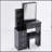 29.2" Small Size Left Bedside Cabinet Vanity Table + Cushioned Stool, Large Sliding, Touch Control, Tri-Color Switching, Brightness Adjust LED Mirror, High Capacity Storage, Suitable For Small Space-1713415262