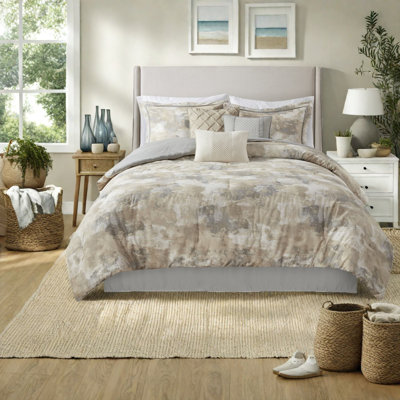 Ensembles de literie de luxe 7 pièces, mélange de coton grand confort moderne pour la maison