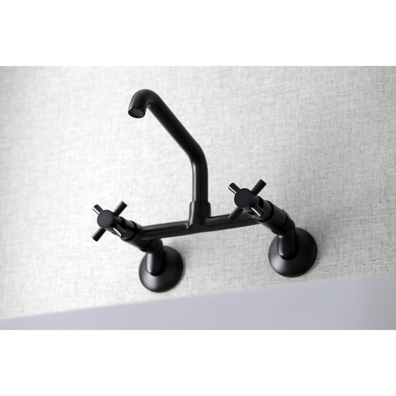 Kingston Brass Concord Double-Handle 2-Hole Wall-Mount Bridge Kitchen Faucet, Oil Rubbed Bronze