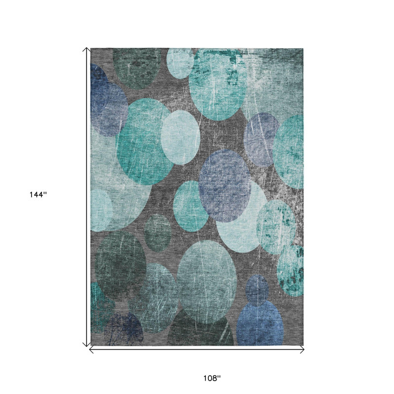 Tapis extérieur gris antidérapant lavable 9 pi x 12 pi bleu et mauve